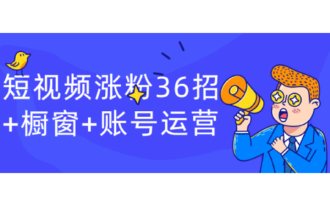 短视频涨粉36招+橱窗+账号运营