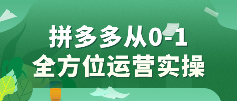 教你如何拼多多从0-1全方位运营实操-