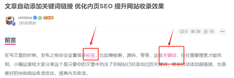 文章自动添加关键词链接 优化内页SEO 提升网站收录效果-