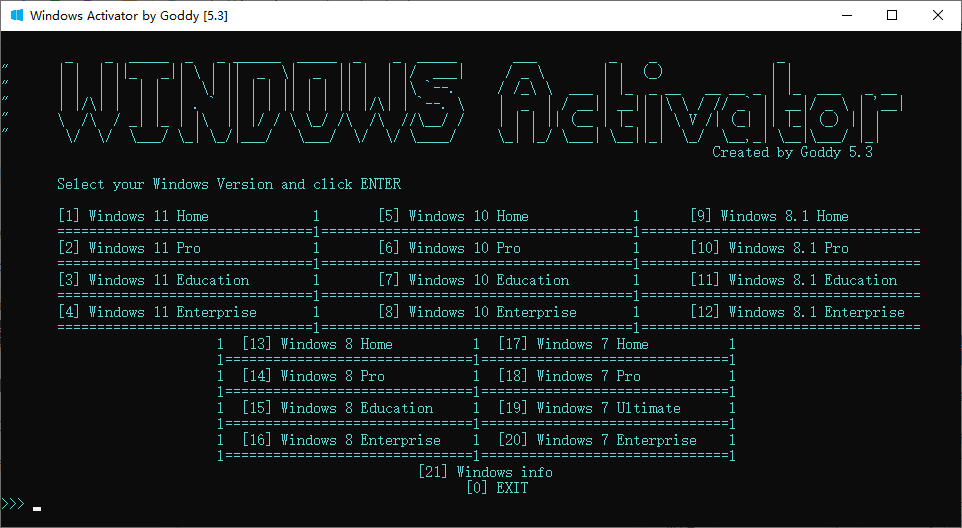 图片[1]-Windows Activator by Goddy(Win11/Win10激活工具) v5.3 绿色版